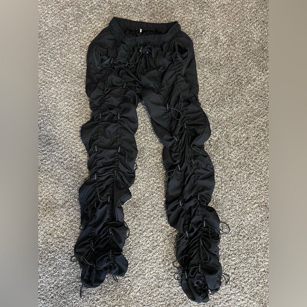 Black cargo tie pants
